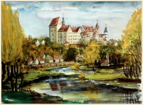 Aquarell Schloss Colditz